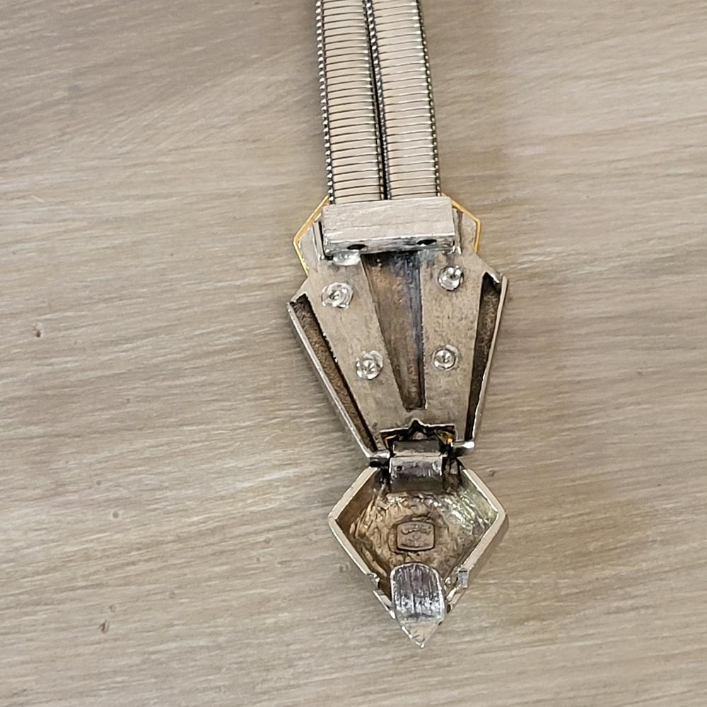 Judith Leiber Vintage 80s Silvertone Double Coil Belt With An Art Deco Buckle - Picture 8 of 13